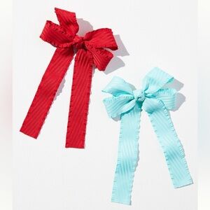 Anthropologie Scarlet and Aqua Hair Bow Set